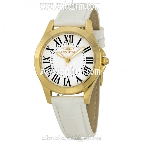 Invicta Angel White Dial Leather Strap Ladies Watch 15936