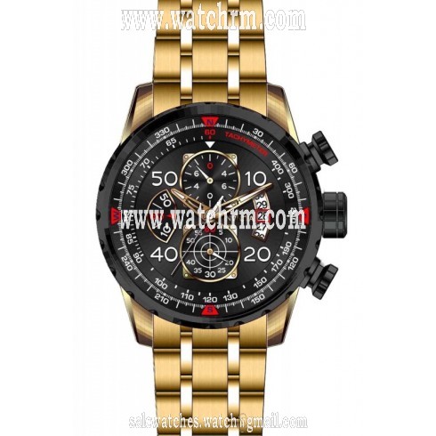 Invicta Aviator Chronograph Black Dial Gold-plated Men's Watch 17206
