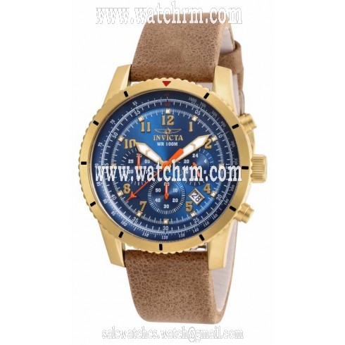 Invicta Aviator Chronograph Blue Dial Tan Leather Men's Watch 18926