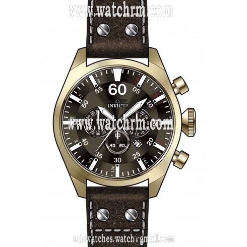Invicta Aviator Chronograph Brown Dial Brown Leather Men's Watch 19669