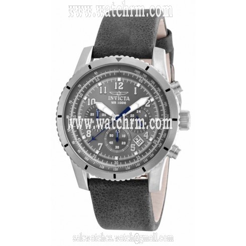 Invicta Aviator Chronograph Gunmetal Dial Gray Leather Men's Watch 18924