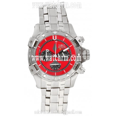 Invicta Aviator Chronograph Red Sunray Dial Stainless Steel Men's Watch 80253