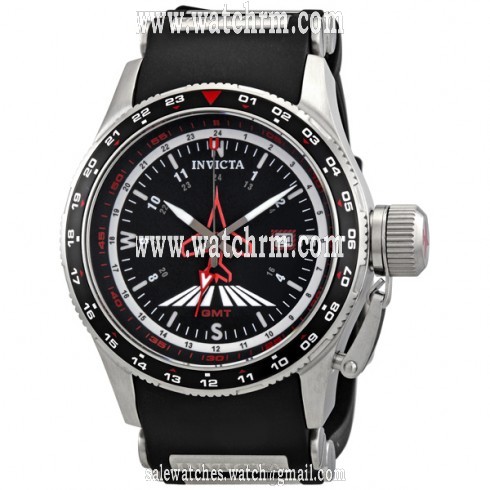 Invicta Aviator Flight Collection Black Dial Stainless Steel GMT Men's Watch 1753