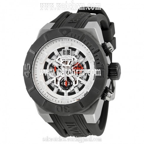 Invicta Aviator Skeleton Dial Black Polyurethane Men's Watch 15890