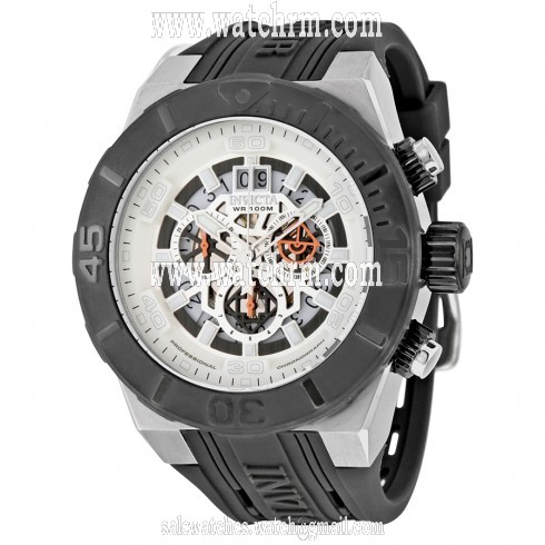 Invicta Aviator Skeleton Dial Grey Polyurethane Men's Watch 15891