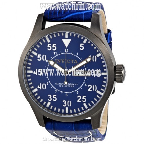 Invicta Blue Dial Genuine Calf Leather Men's Watch 11202