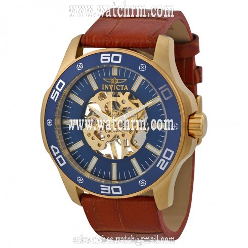 Invicta Blue Skeletal Dial Brown Leather Men's Watch 17260