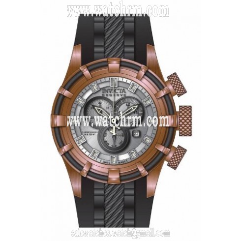 Invicta Bolt Chronograph Antique Silver Dial Black Silicone Men's Watch 15776