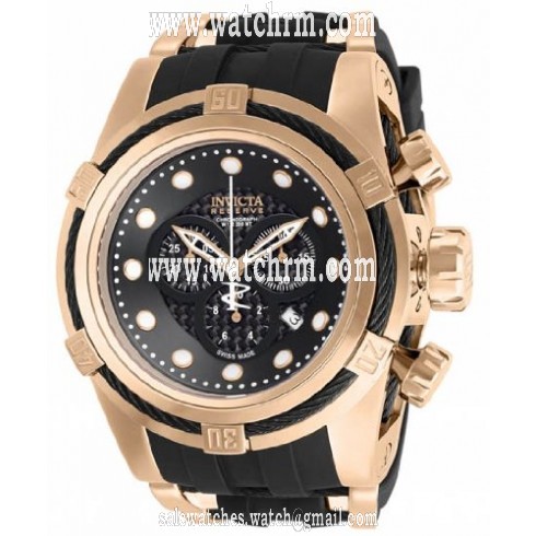 Invicta Bolt Chronograph Black Carbon Fiber Dial Rose Gold-tone PVD Men's Watch 12667