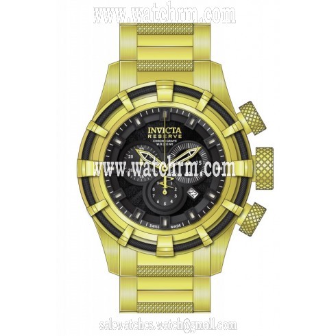 Invicta Bolt Chronograph Black Dial Gold-plated Men's Watch 19522