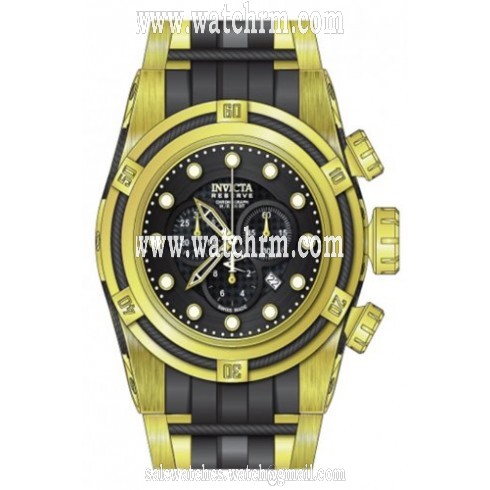 Invicta Bolt Chronograph Black Dial Two-tone Gold-tone And Black PVD Men's Watch 12666