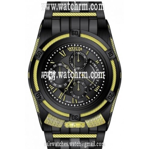 Invicta Bolt Chronograph Black PVD Gold Cable Trim Men's Watch 12676