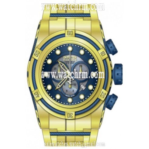 Invicta Bolt Chronograph Blue Dial 18kt Gold Ion-plated Men's Watch 12756