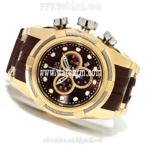 Invicta Bolt Chronograph Brown Dial Gold-tone Stainless Steel Men's Watch 14406
