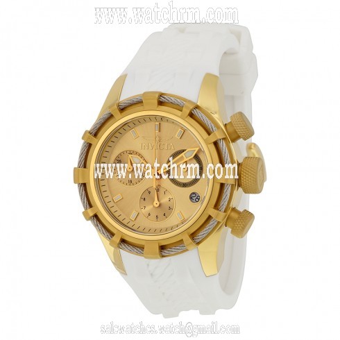 Invicta Bolt Chronograph Champagne Dial White Silicone Men's Watch 16107