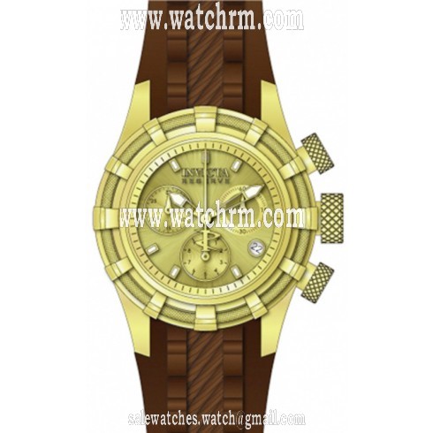Invicta Bolt Chronograph Gold Dial Brown Silicone Ladies Watch 14782