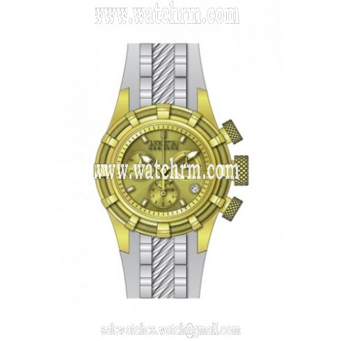 Invicta Bolt Chronograph Gold-tone Dial Gold-tone PVD White Polyurethane Ladies Watch 14781