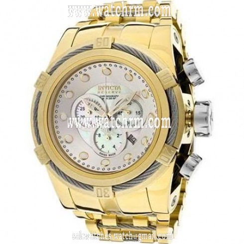Invicta Bolt Chronograph Mother of Pearl Dial Gold-plated Men's Watch 12757