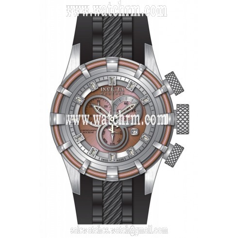 Invicta Bolt Chronograph Rose and Silver Dial Black Silicone Men's Watch 15782