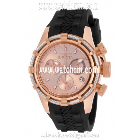 Invicta Bolt Chronograph Rose Dial Black Silicone Men's Watch 16106