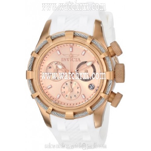 Invicta Bolt Chronograph Rose Dial White Silicone Ladies Watch 16105