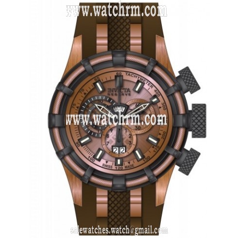 Invicta Bolt Chronograph Rose Gold Dial Brown Polyurethane Men's Watch 80666