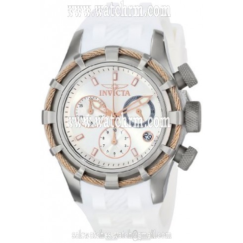 Invicta Bolt Chronograph Silver Dial White Silicome Ladies Watch 16104