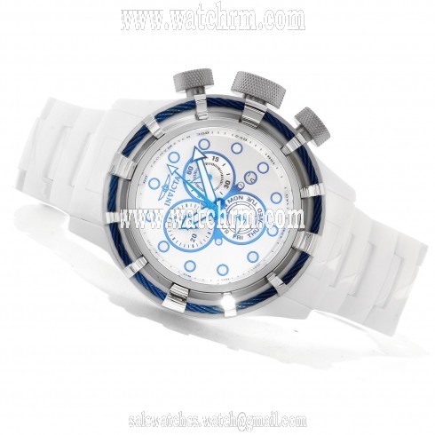Invicta Bolt Chronograph Silver White Dial White Ceramic Men's Watch 13848