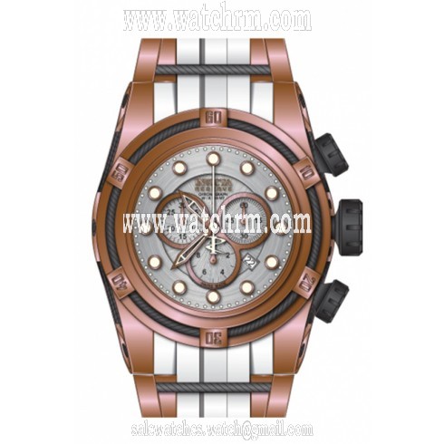 Invicta Bolt Chronograph Silver-tone Dial Rose Gold-tone And Black Stainless Steel Men's Watch 14409