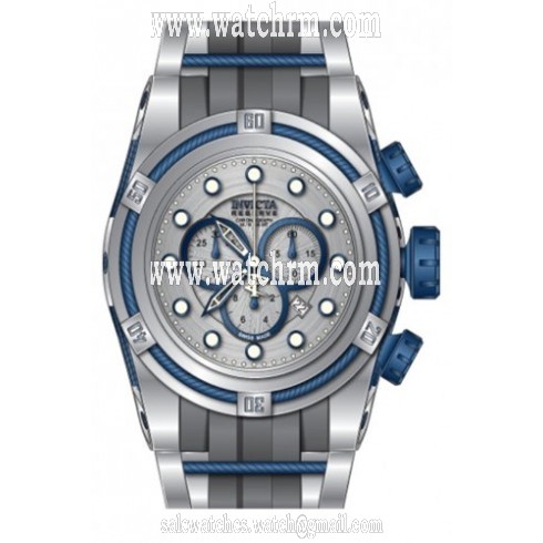 Invicta Bolt Chronograph Silver-tone Dial Stainless Steel Grey Polyurethane Men's Watch 14410