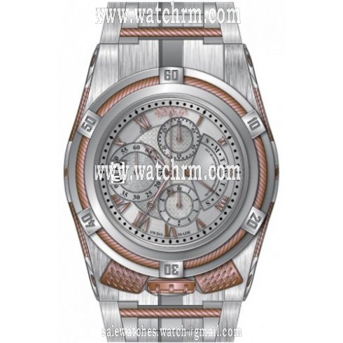 Invicta Bolt Chronograph Silver-tone Dial Stainless Steel Rose Gold-tone PVD Men's Watch 12672