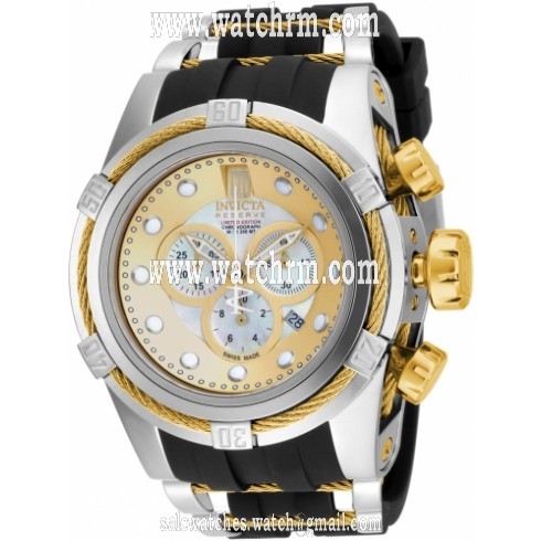 Invicta Bolt Jason Taylor Chronograph Gold and Silver Dial Stainless Steel Black Polyurethane Men's Watch 14953