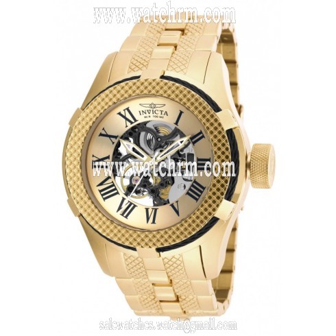 Invicta Bolt Mechanical Gold Skeleton Dial 18kt Gold-plated Men's Watch 17180