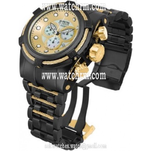Invicta Bolt Reserve Chronograh Champagne Dial Black Ion-plated Men's Watch 12731
