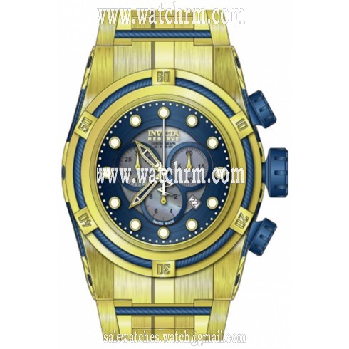 Invicta Bolt Reserve Chronograph Blue Dial Gold Ion-plated Men's Watch 12742