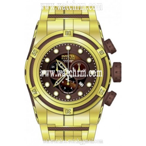 Invicta Bolt Reserve Chronograph Brown Dial Gold Ion-plated Men's Watch 12755