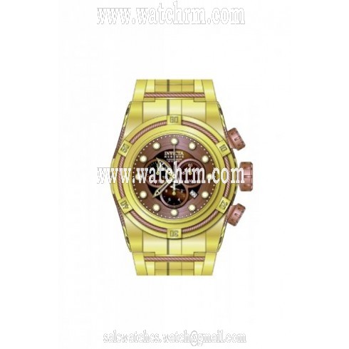 Invicta Bolt Reserve Chronograph Rose Dial Gold Ion-plated Men's Watch 12754