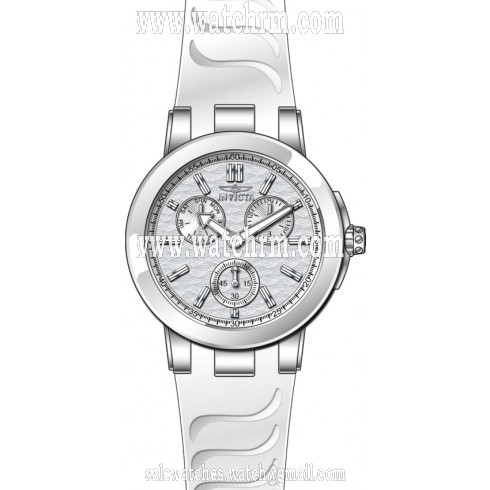 Invicta Ceramics Multi-Function Silver Dial White Silicone Ladies Watch 22195