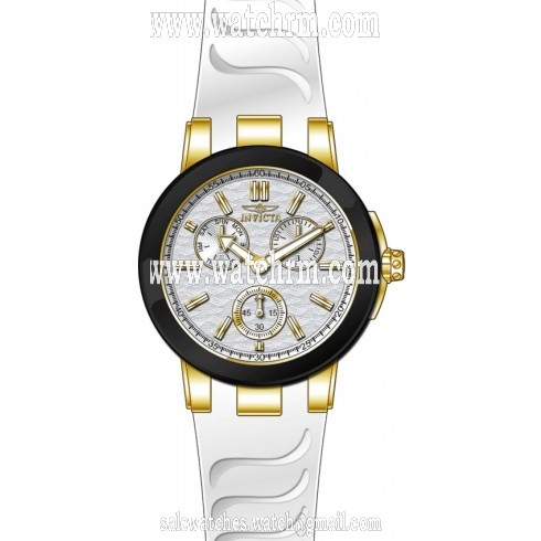 Invicta Ceramics Multi-Function Silver Dial White Silicone Ladies Watch 22205