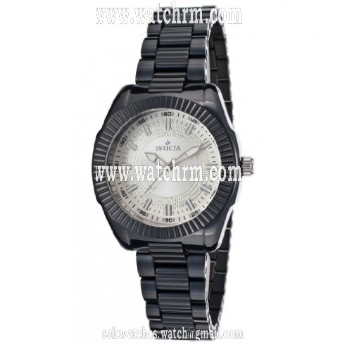 Invicta Ceramics Silver Dial Black Ceramic Ladies Watch 15318