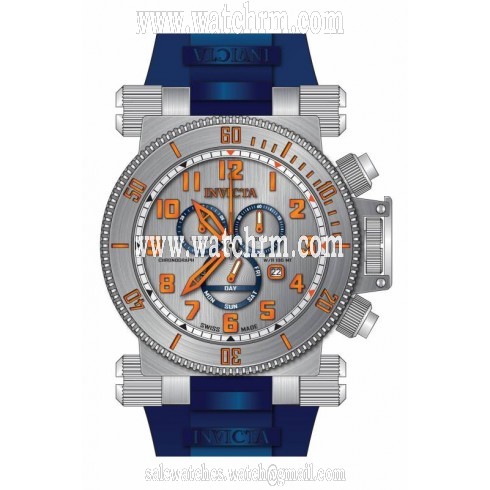 Invicta Coalition Forces Chronograph Silver Dial Blue Polyurethane Men's Watch 18728