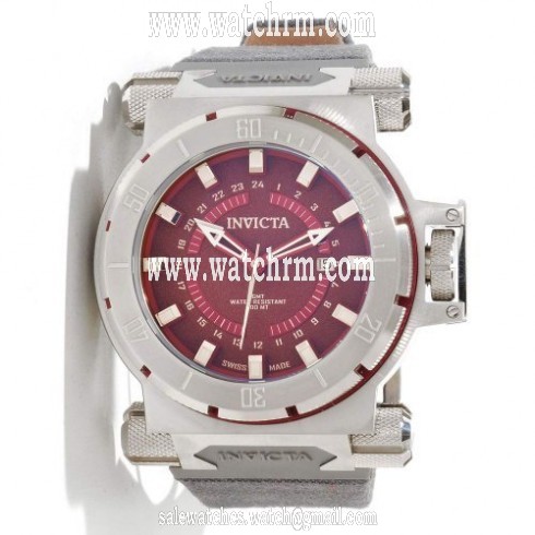 Invicta Coalition Forces GMT Burgundy Dial Rifle Leather Men's Watch 12686
