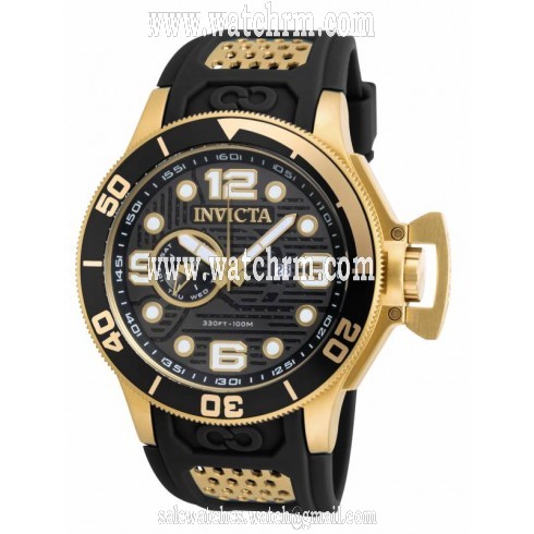 Invicta Corduba Black Cut-out Dial Black Polyurethane Men's Watch 18833