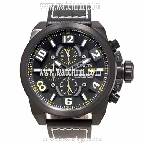Invicta Corduba Chronograph Black Dial Black Leather Men's Watch 18995