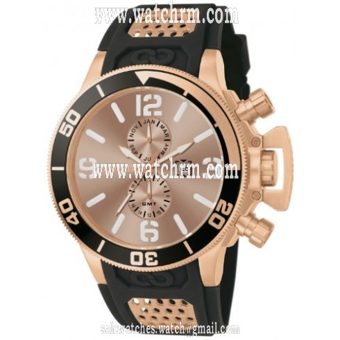 Invicta Corduba Chronograph Rose Dial Black Polyurethane Men's Watch 80317