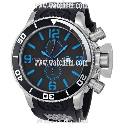 Invicta Corduba Diver Black Dial Blue Accents Black Polyurethaner Strap Men's Watch 1056