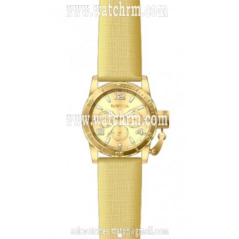 Invicta Corduba Multi-Function Champagne Dial Gold Leather Ladies Watch 14797