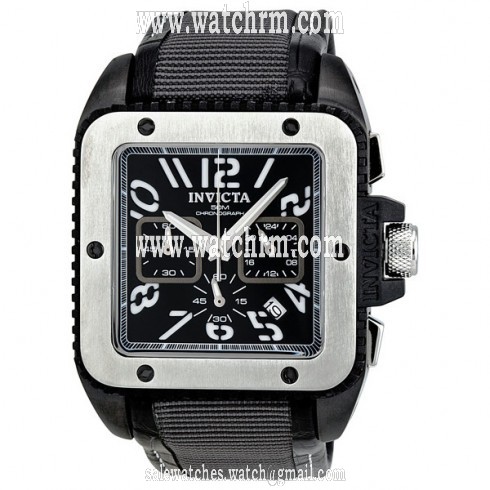Invicta Cuadro Men's Black Dial Chronograph Black Strap Watch 1466