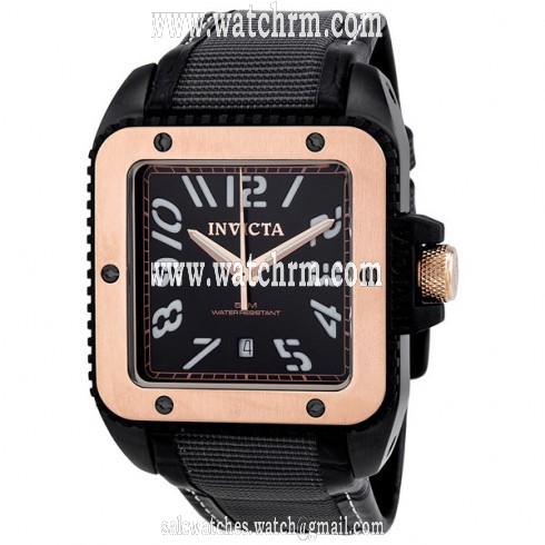 Invicta Cuadro Rose Gold Tone Quartz Black Dial Men's Watch 1458