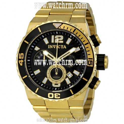 Invicta Divers Quest Chronograph Gold-tone Black Dial Men's Watch 1343